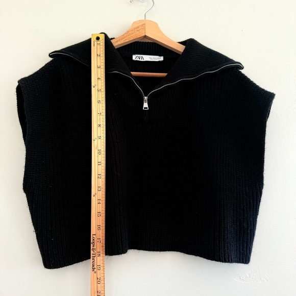Zara Black Sleeveless Knit Top with Zipper size S - Picture 3 of 8